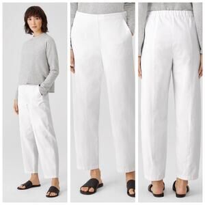 Eileen Fisher Women's White Organic Cotton Hemp Lantern Ankle Pant - Size XL